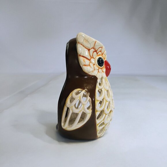Vintage Owl Tea Light Candle Holder Ceramic Retro Style Home Art Decor - Picture 3 of 10